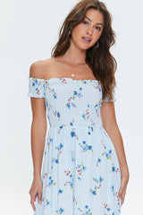 Floral Off-the-Shoulder Midi Dress