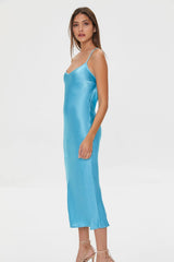 Satin Tie-Back Midi Dress