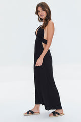 Cutout Plunging Halter Maxi Dress