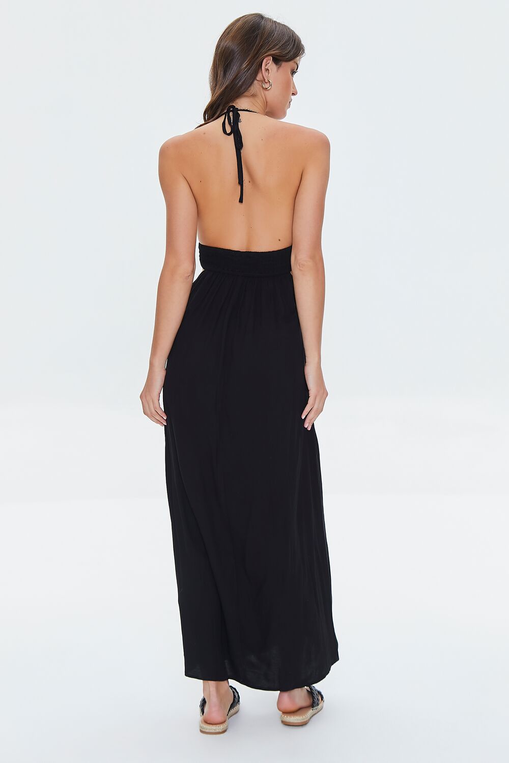 Cutout Plunging Halter Maxi Dress