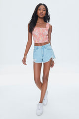 Tropical Leaf Smocked Crop Top