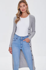 Ribbed Longline Cardigan Sweater