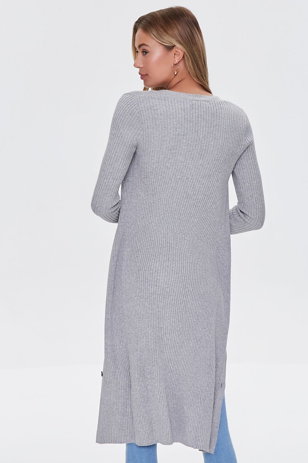 Ribbed Longline Cardigan Sweater