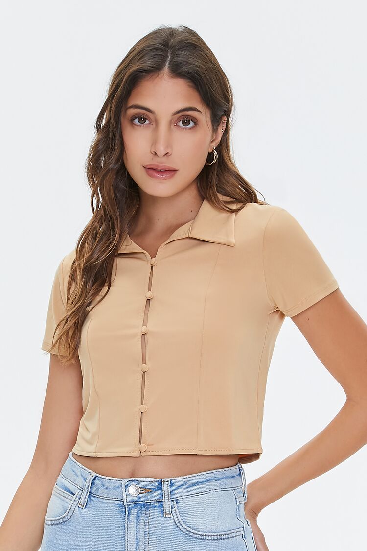 Cropped Button-Loop Shirt