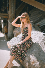 Floral Print Sweetheart Midi Dress
