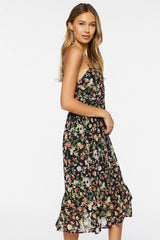Floral Print Sweetheart Midi Dress