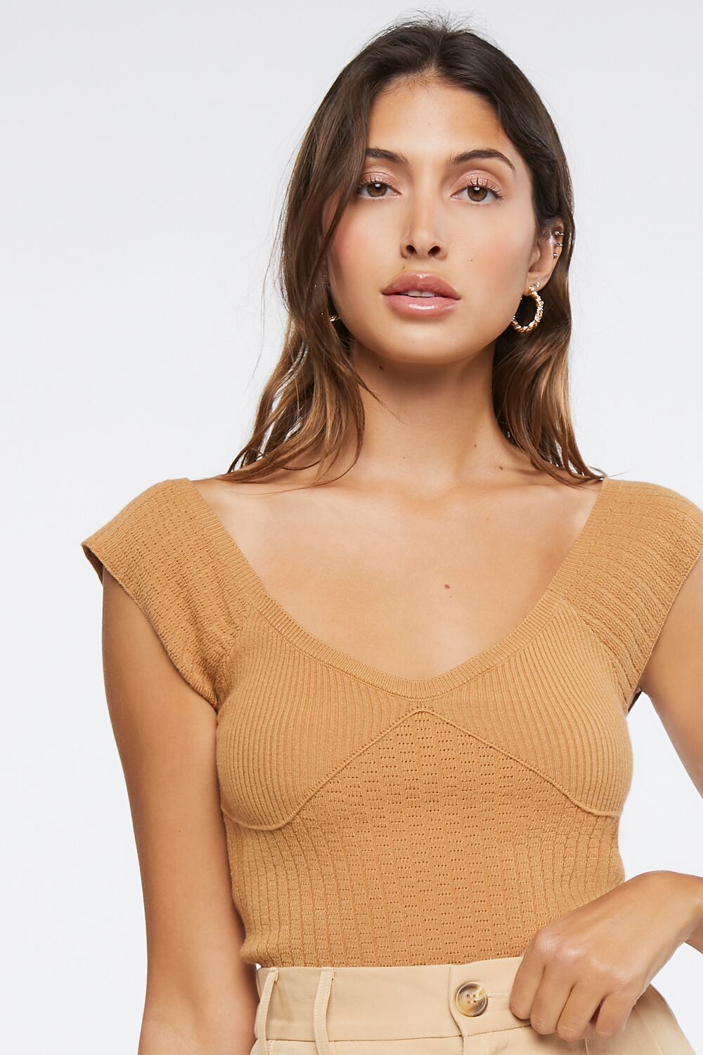 Sweater-Knit Cap Sleeve Top
