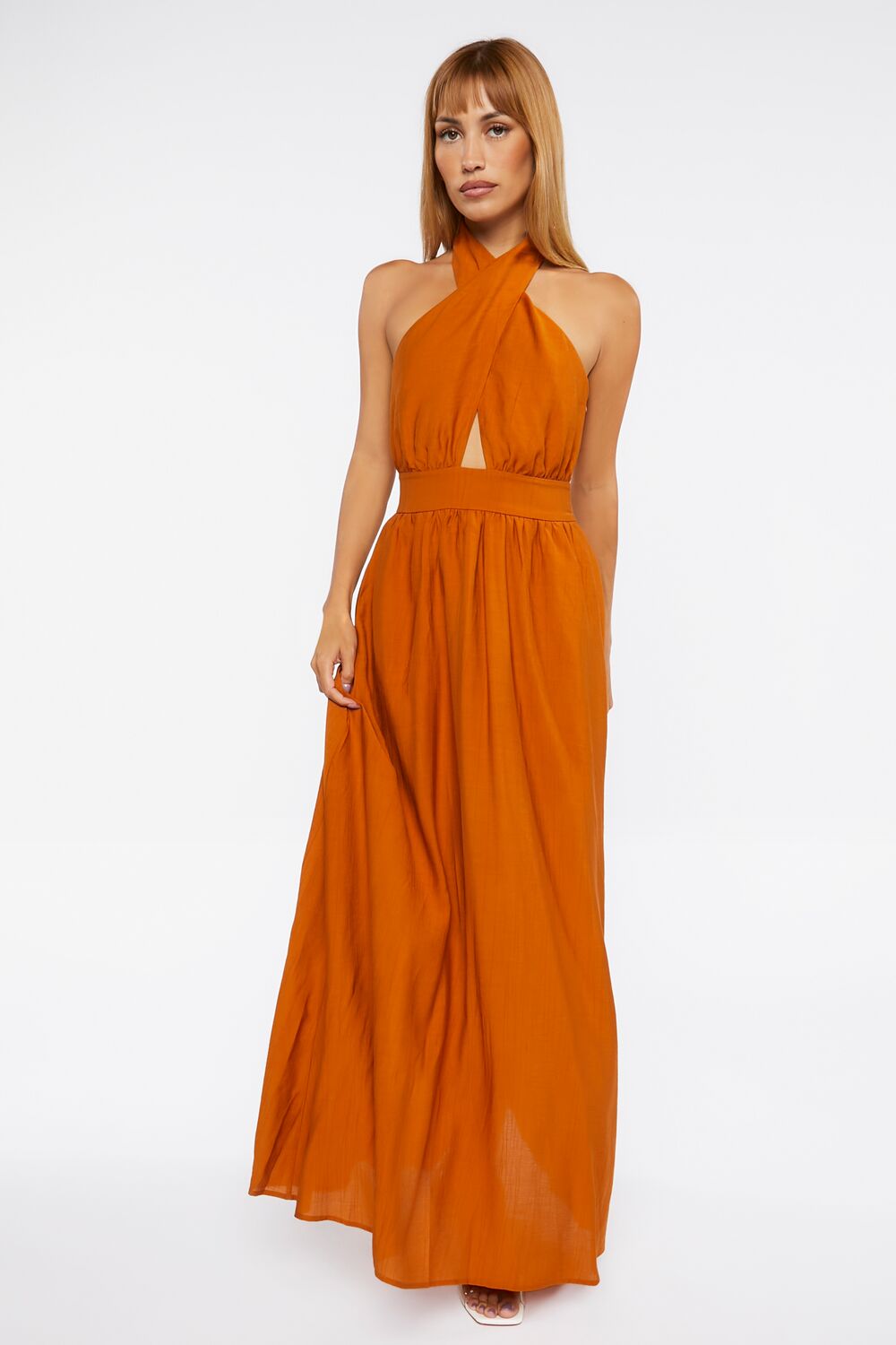 Crisscross Maxi Halter Dress