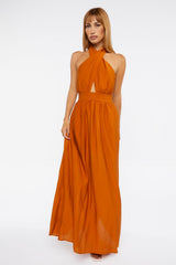 Crisscross Maxi Halter Dress