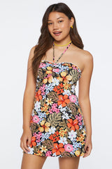 Floral Print Halter Mini Dress