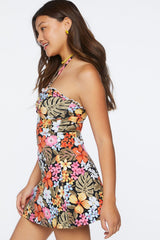 Floral Print Halter Mini Dress