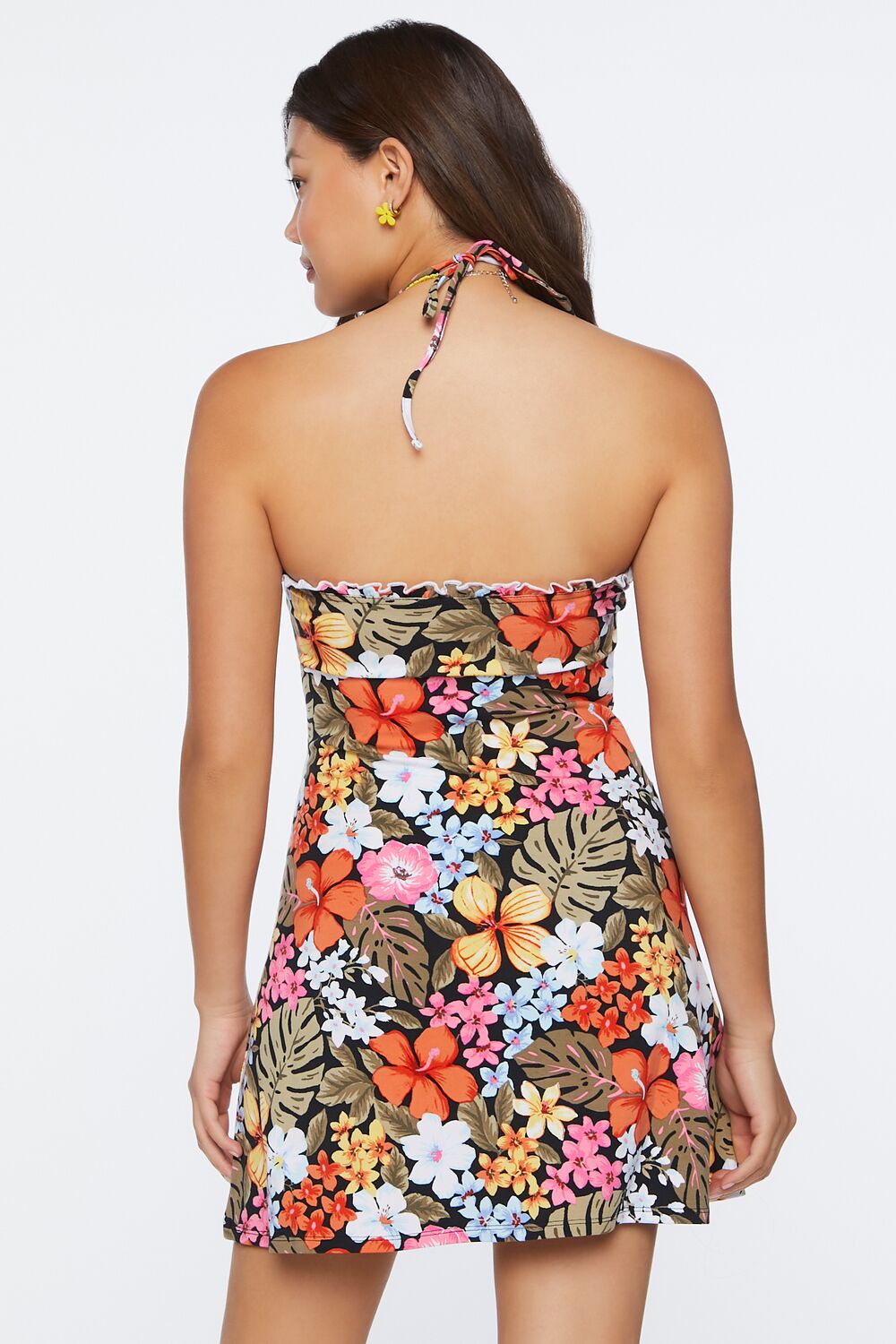 Floral Print Halter Mini Dress