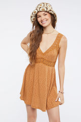 Floral Lace-Trim Mini Dress