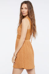 Floral Lace-Trim Mini Dress