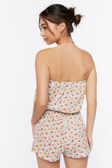 Ditsy Floral Print Strapless Romper