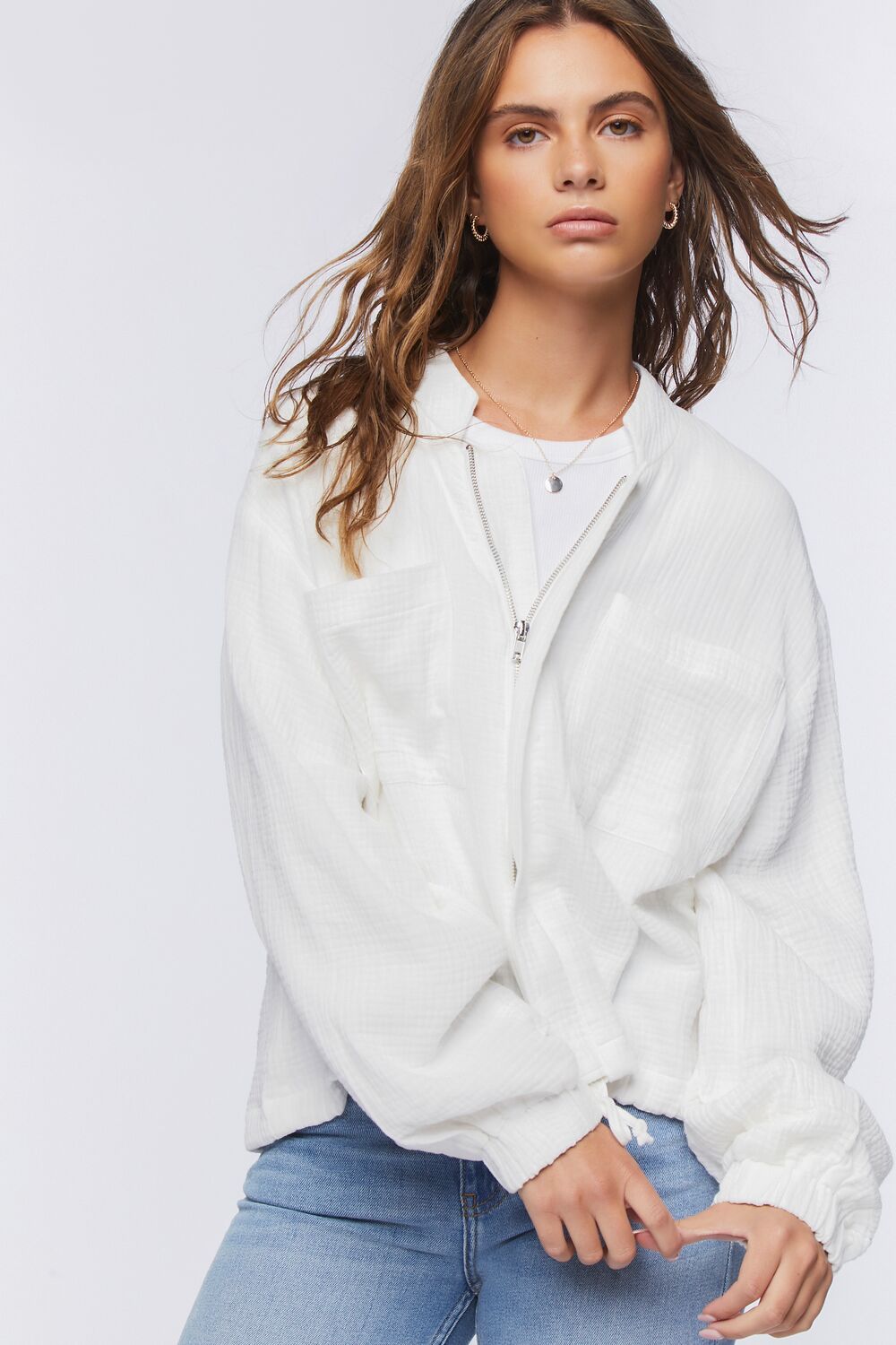 Gauze Bomber Jacket