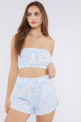 Floral Print Bandeau & Shorts Set