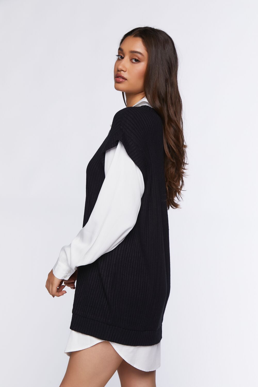 Sweater Vest & Shirt Combo Dress