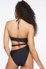 Cutout Halter One-Piece Swimsuit