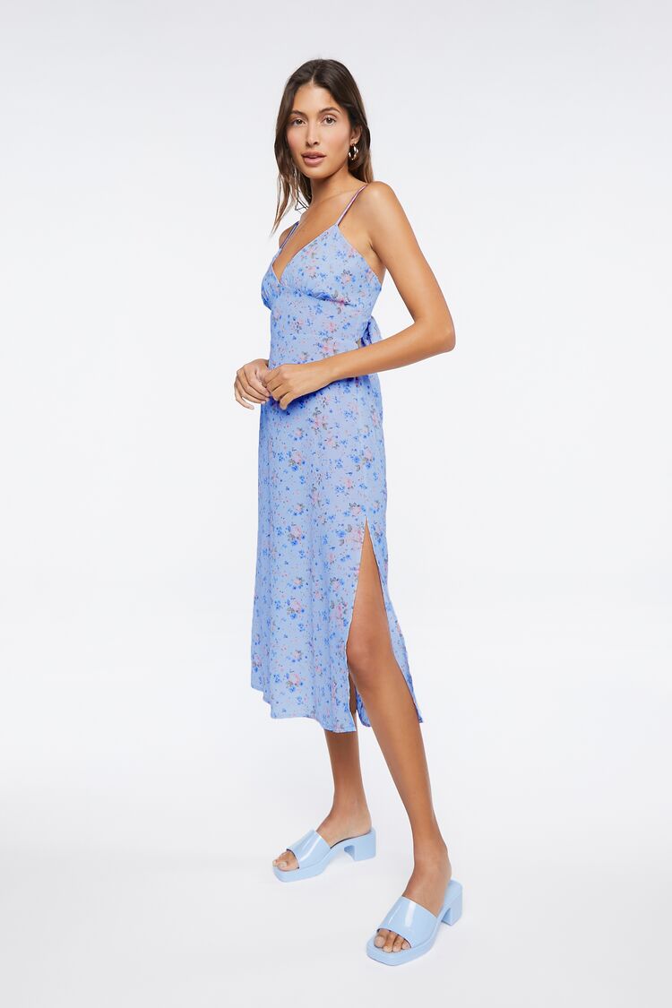 Ditsy Floral Print Cutout Midi Dress