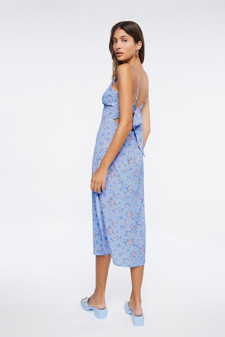 Ditsy Floral Print Cutout Midi Dress