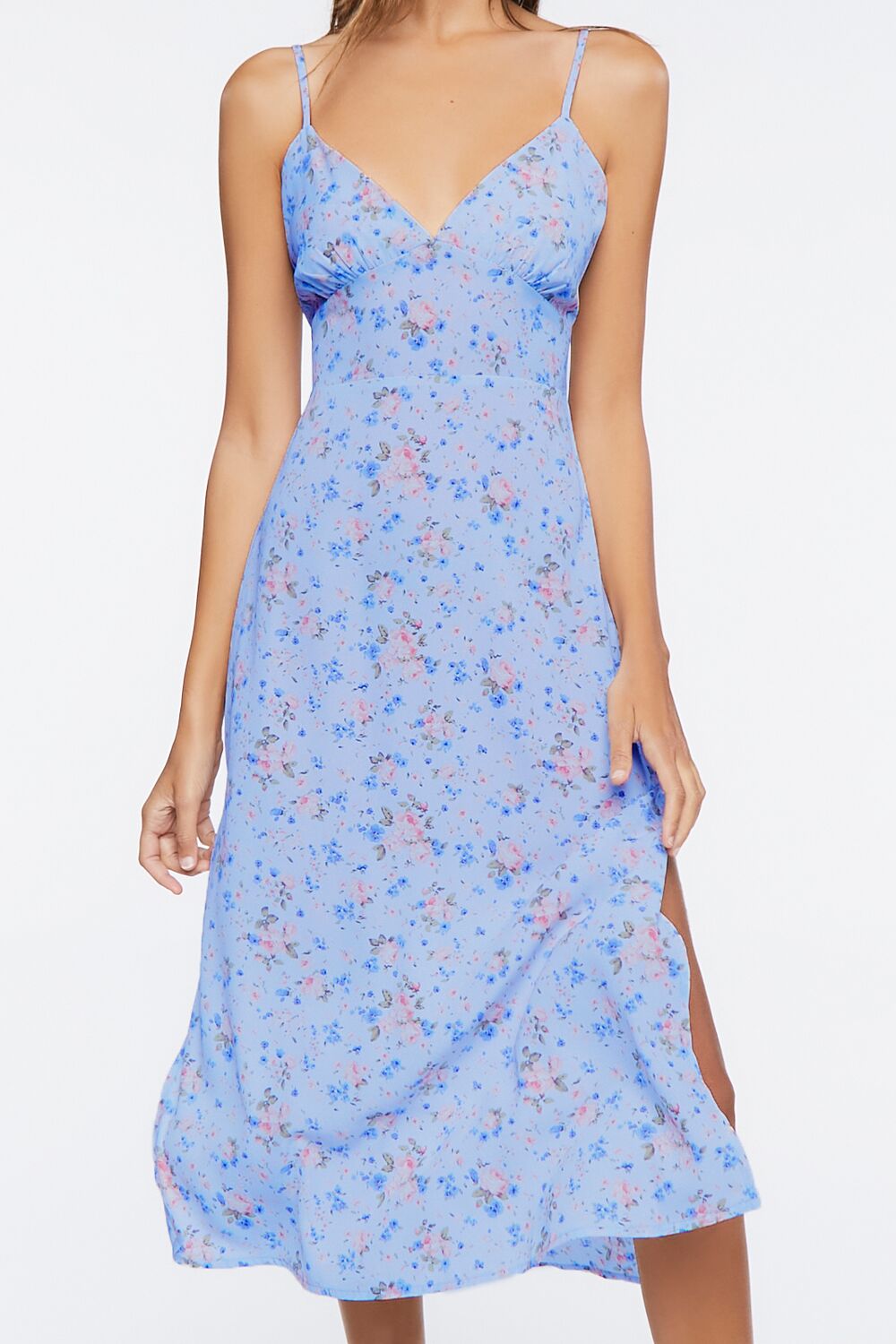 Ditsy Floral Print Cutout Midi Dress