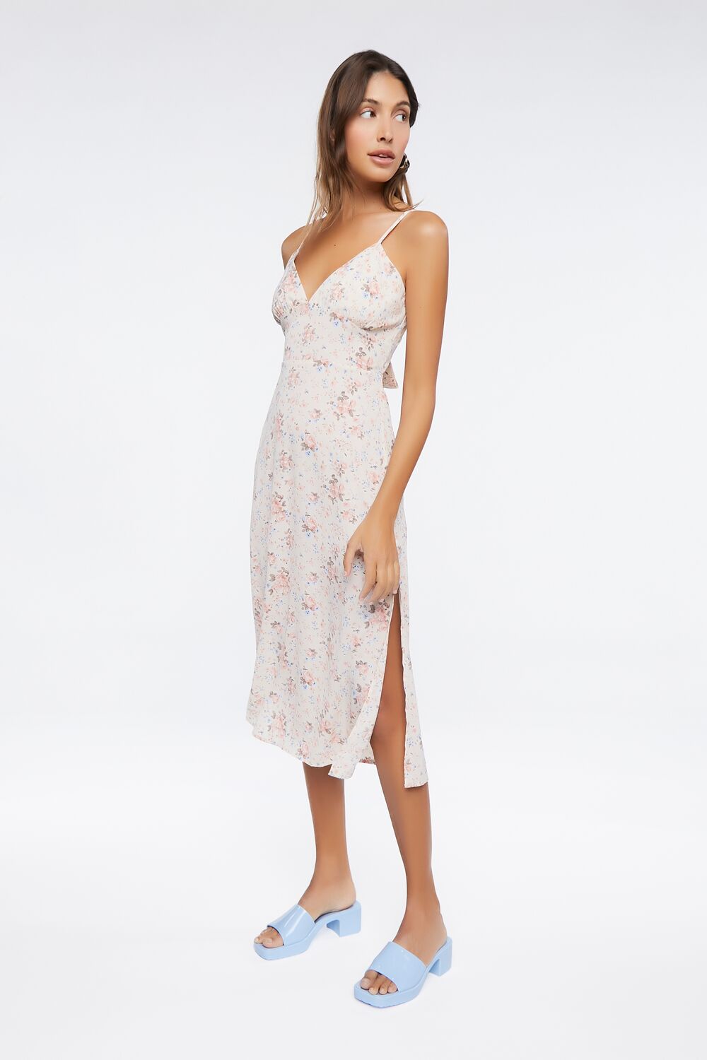 Ditsy Floral Print Cutout Midi Dress