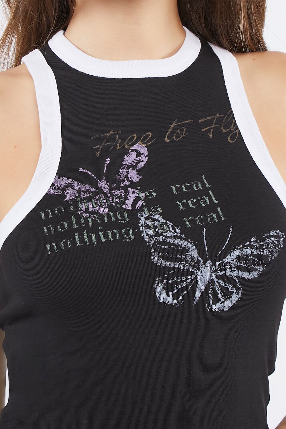 Butterfly Graphic Cropped Tank Top
