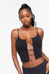 Rhinestone Heart Ladder Cutout Cami