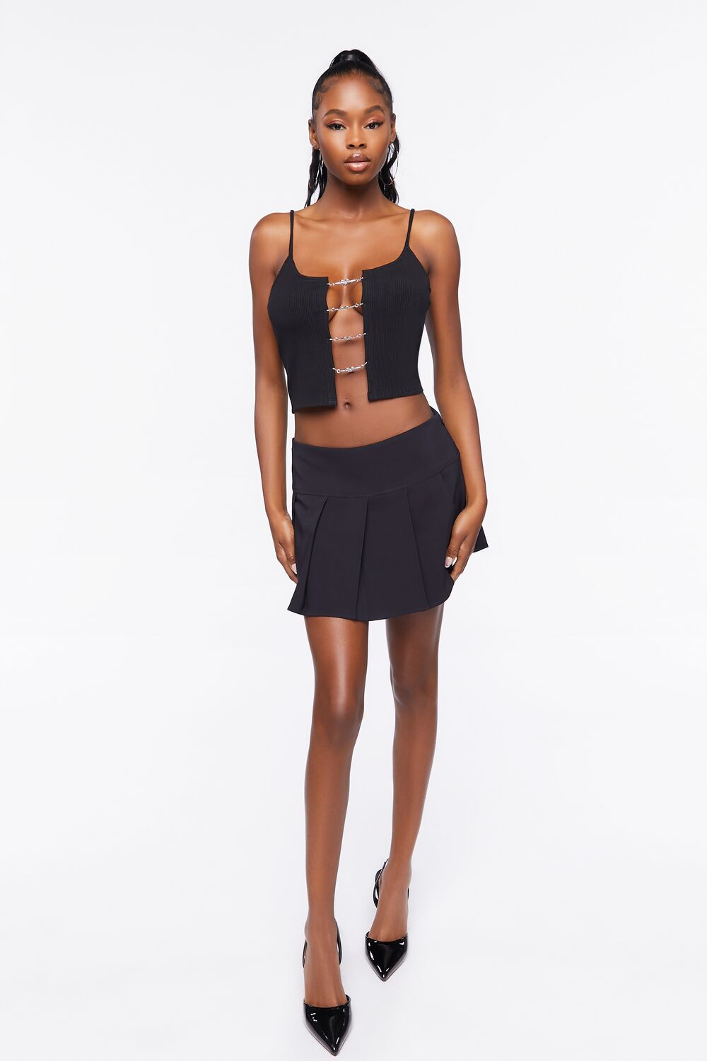 Rhinestone Heart Ladder Cutout Cami