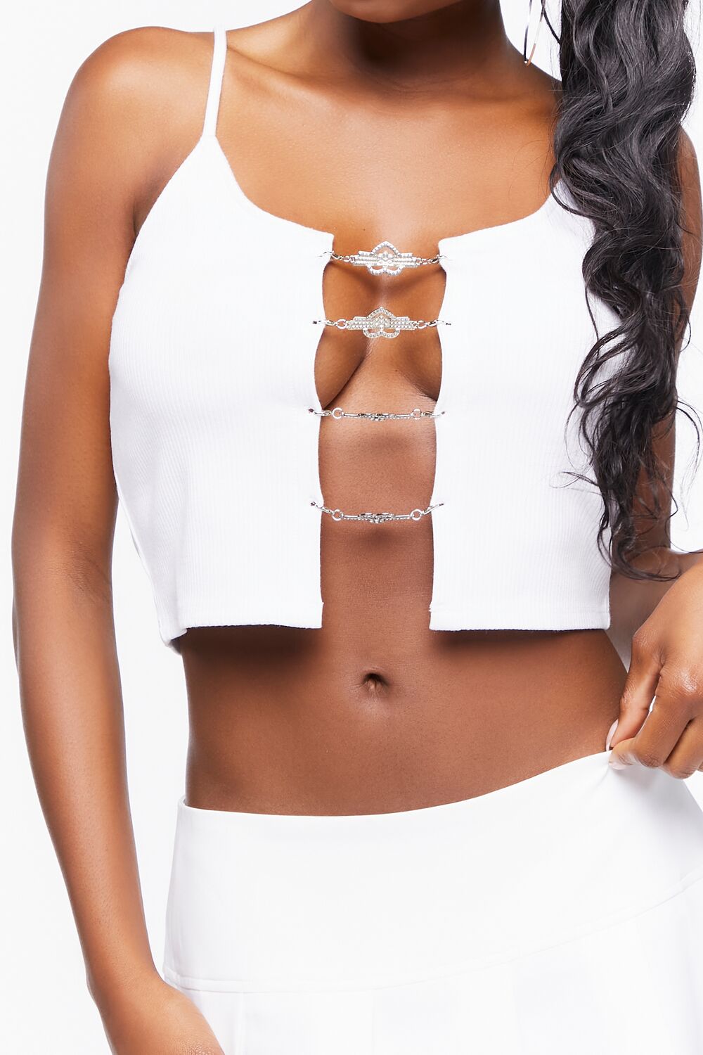 Rhinestone Heart Ladder Cutout Cami