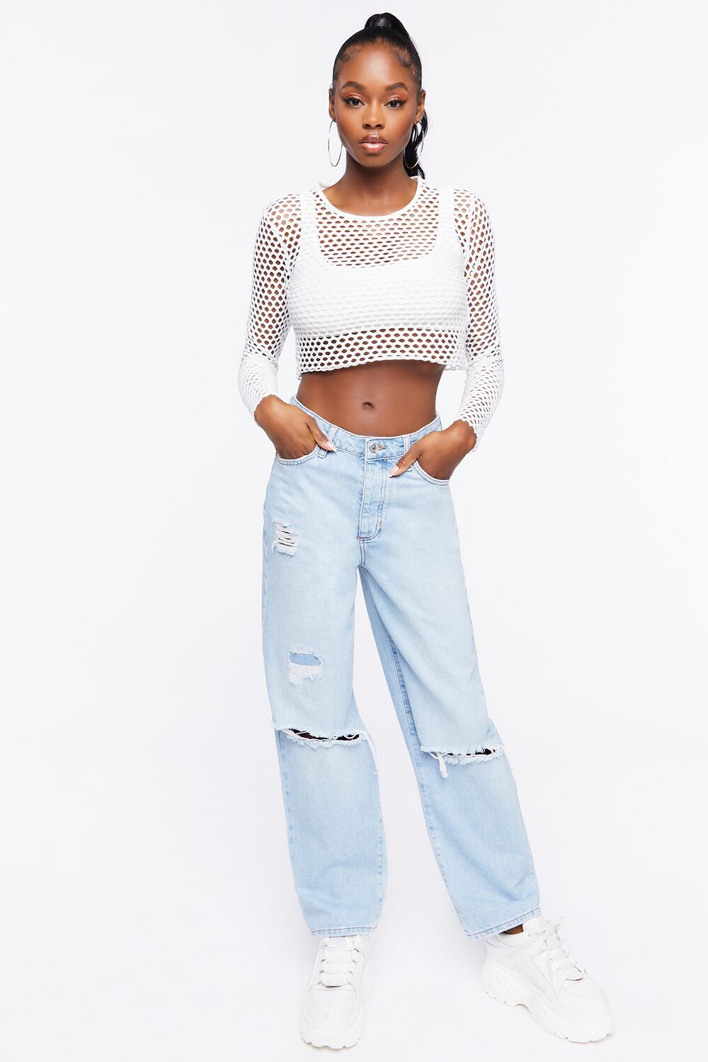 Sheer Mesh Netted Crop Top