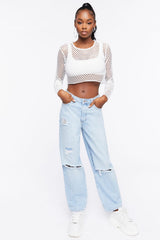 Sheer Mesh Netted Crop Top