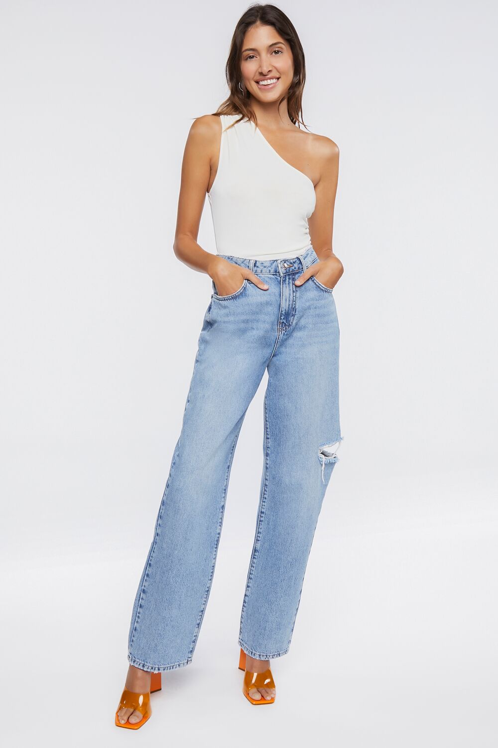 Ruched One-Shoulder Bodysuit