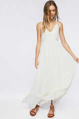 Crisscross Lace-Trim Maxi Dress