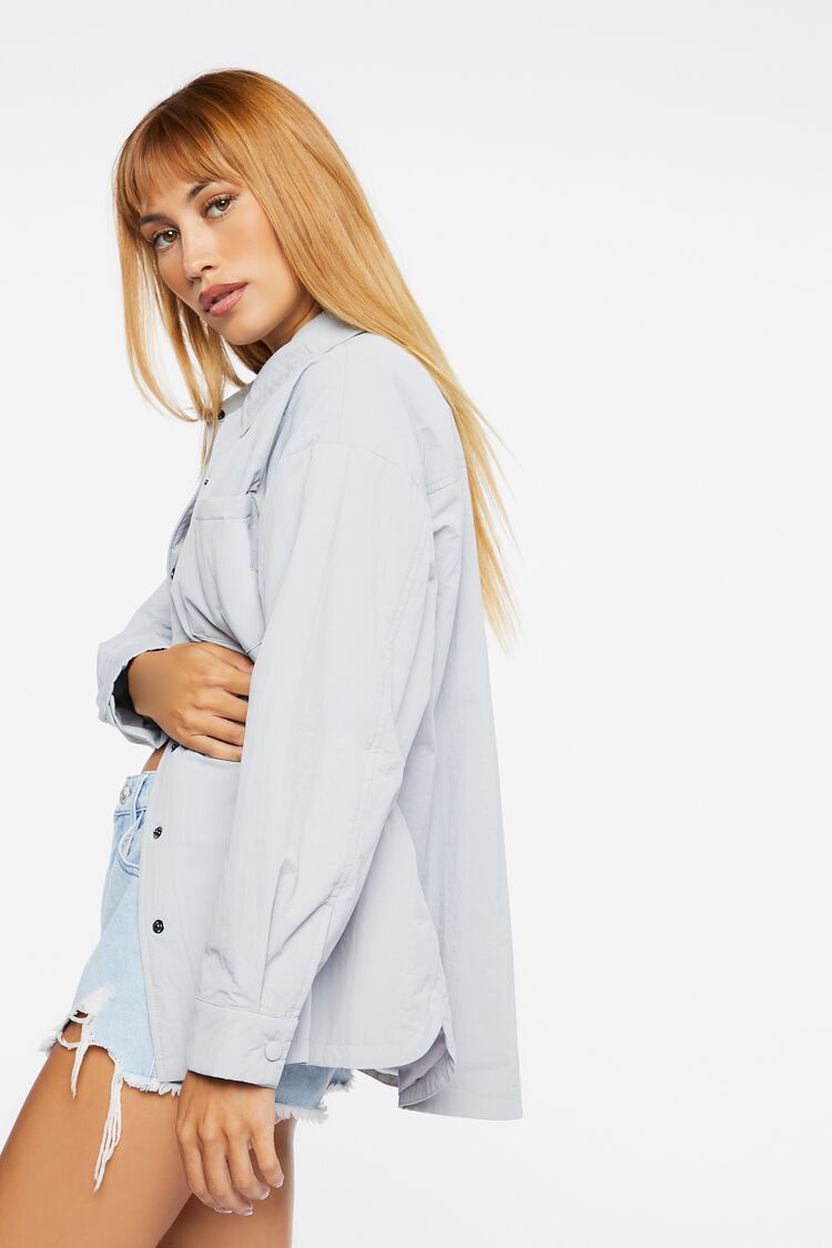 Dolphin-Hem Buttoned Shacket