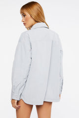 Dolphin-Hem Buttoned Shacket