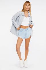 Dolphin-Hem Buttoned Shacket