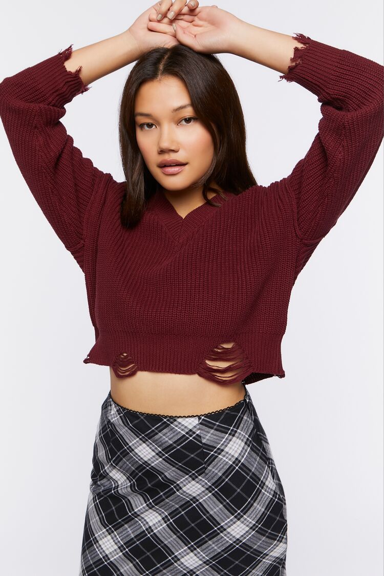Distressed Sharkbite Sweater