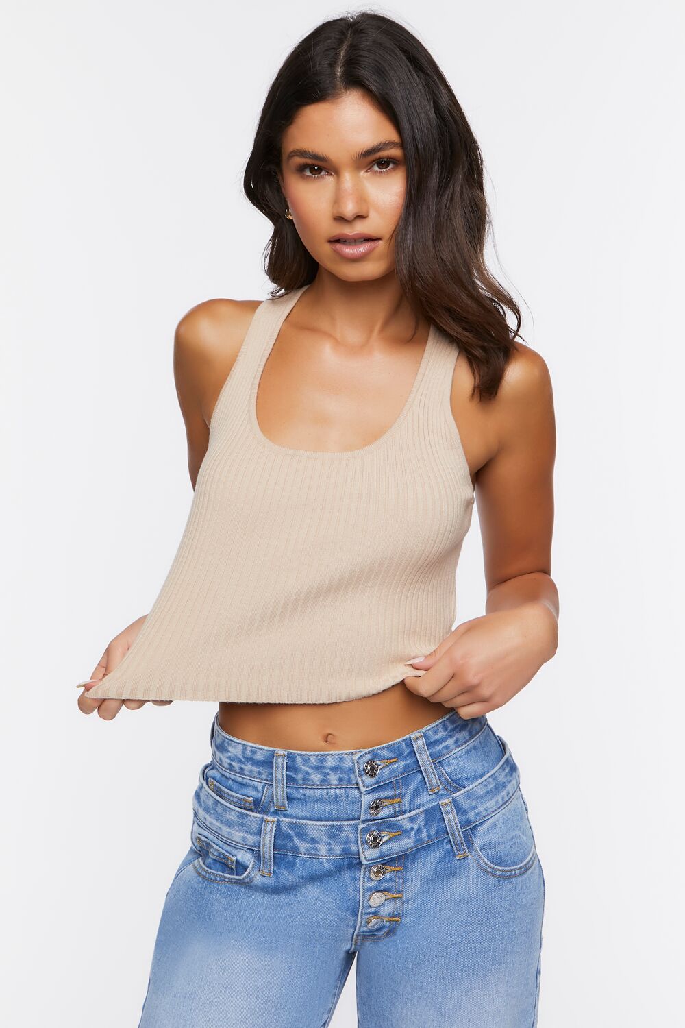 Ribbed Knit Racerback Crop Top