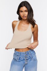 Ribbed Knit Racerback Crop Top