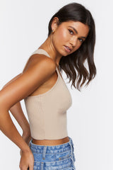 Ribbed Knit Racerback Crop Top