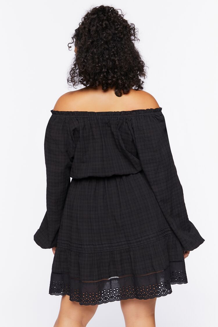 Plus Size Off-the-Shoulder Peasant Mini Dress