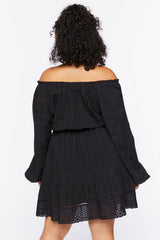 Plus Size Off-the-Shoulder Peasant Mini Dress