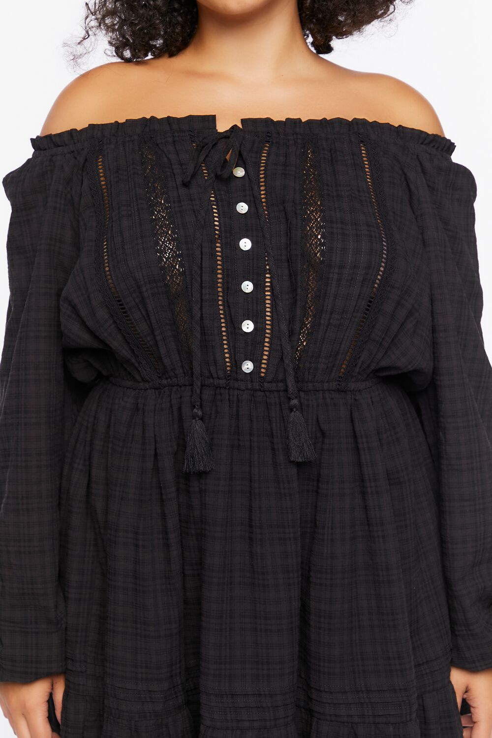 Plus Size Off-the-Shoulder Peasant Mini Dress