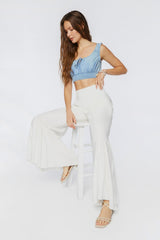 Tiered High-Rise Palazzo Pants