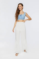 Tiered High-Rise Palazzo Pants