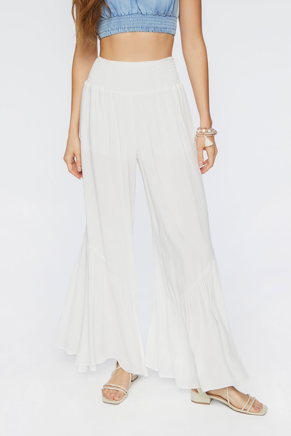 Tiered High-Rise Palazzo Pants