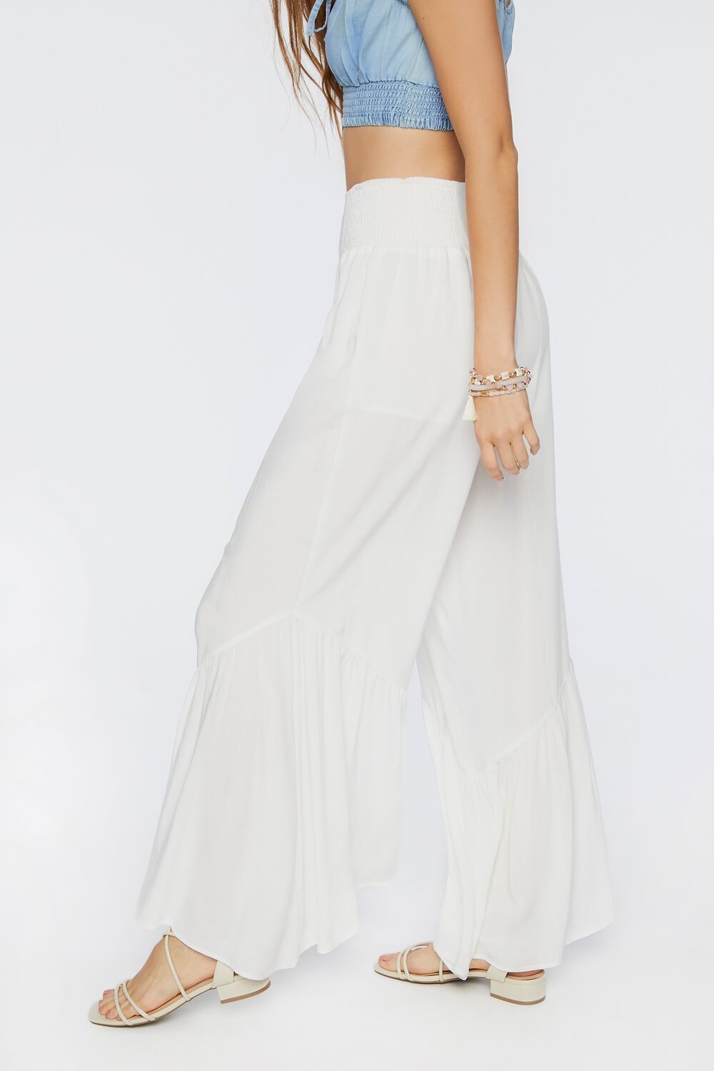 Tiered High-Rise Palazzo Pants
