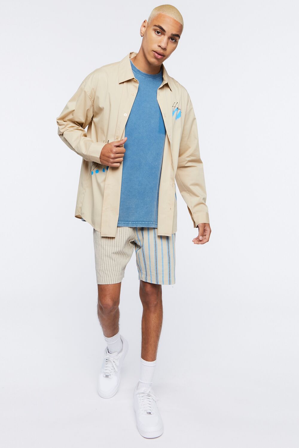 Reworked Striped Drawstring Shorts